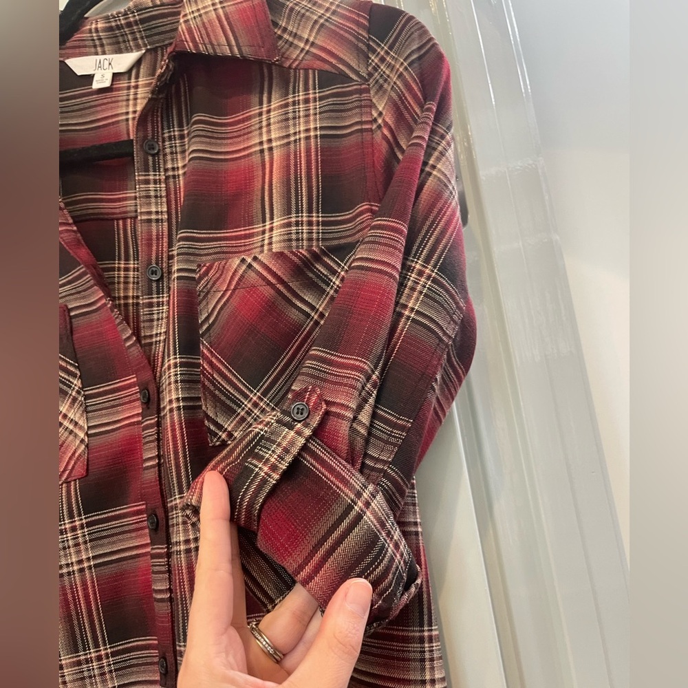 Jack by BB Dakota | Stina Berry Plaid Shirt Dress size small - Picture 4 of 6